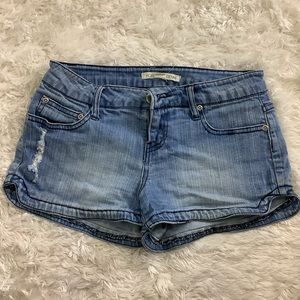 Light blue denim shorts